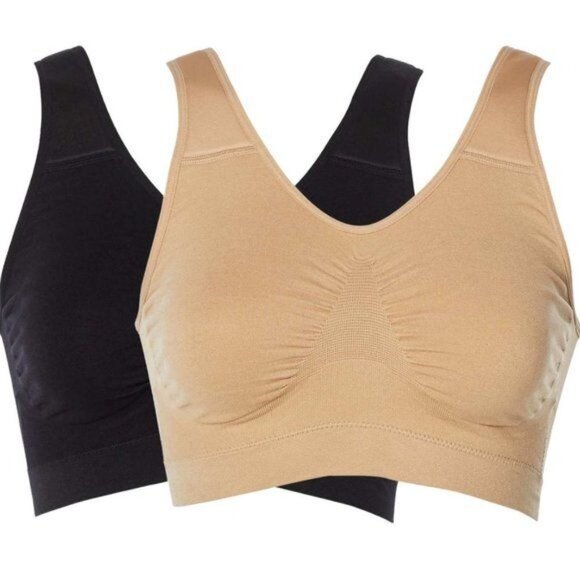 Rhonda Shear Padded Shoulder Strap Seamless Leisure Bra 2 Pack 3X (RS-01) - Picture 1 of 6